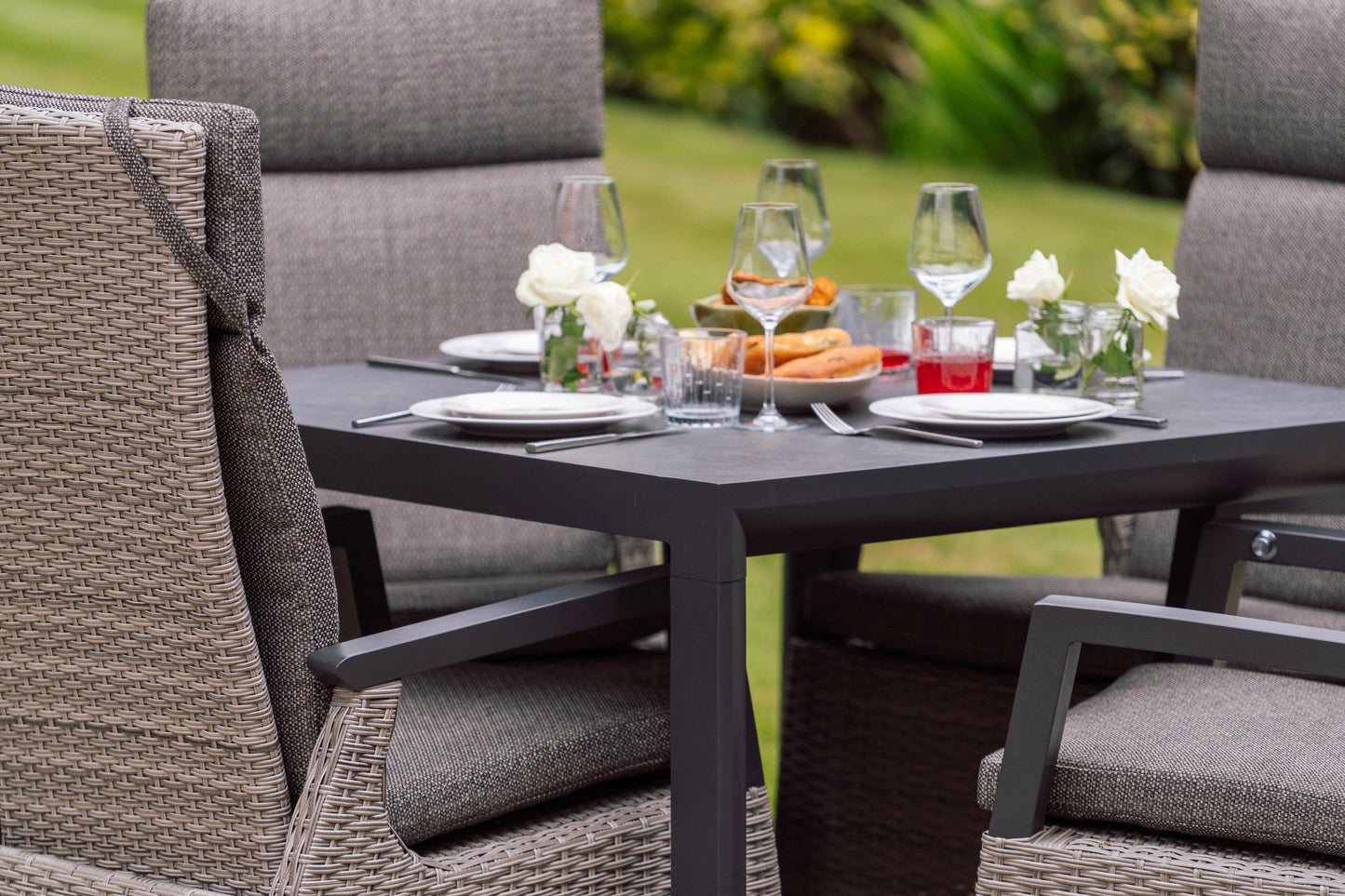 Rattan Reclining 4 Seater Dining Set