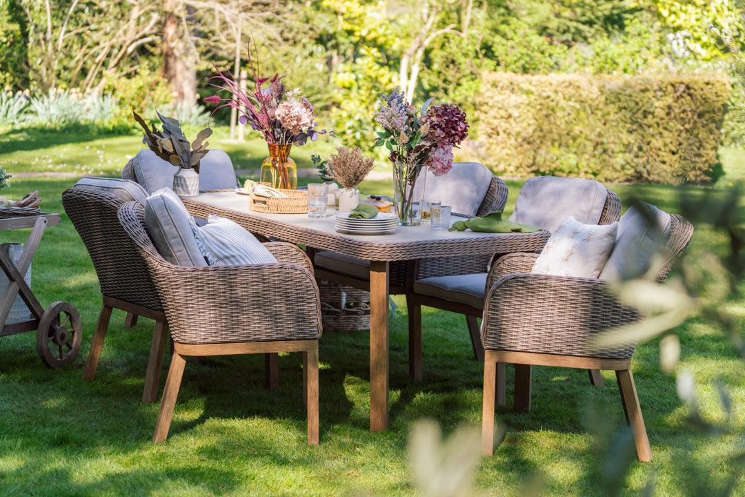 Wicker 6 Seater Rectangular Dining Set
