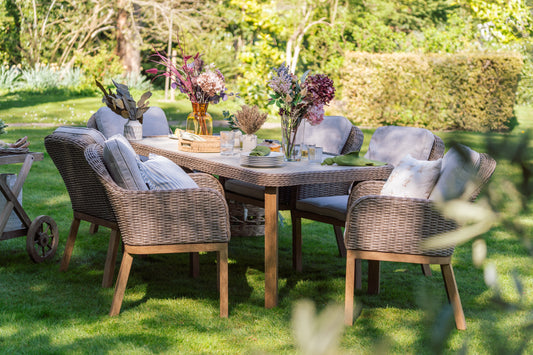 Wicker 6 Seater Rectangular Dining Set
