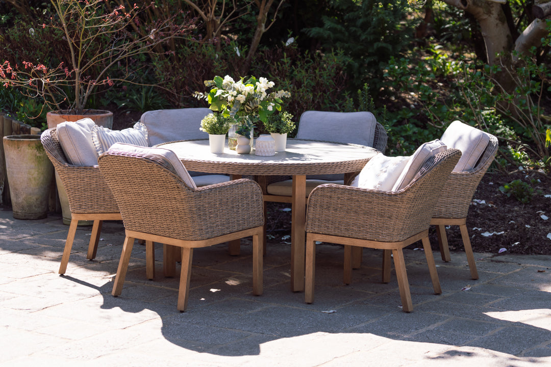 Wicker 6 Seater Round Dining Set
