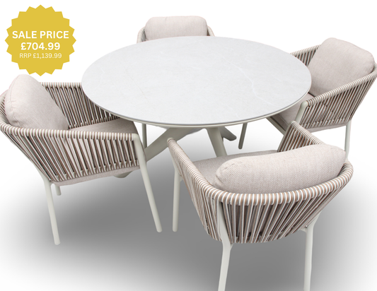 Lucca 4 Seat Round Dining Set