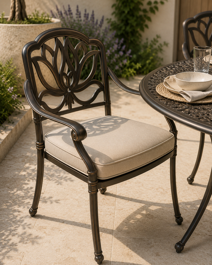 Cast Aluminium 6 Seater Oval Dining Set