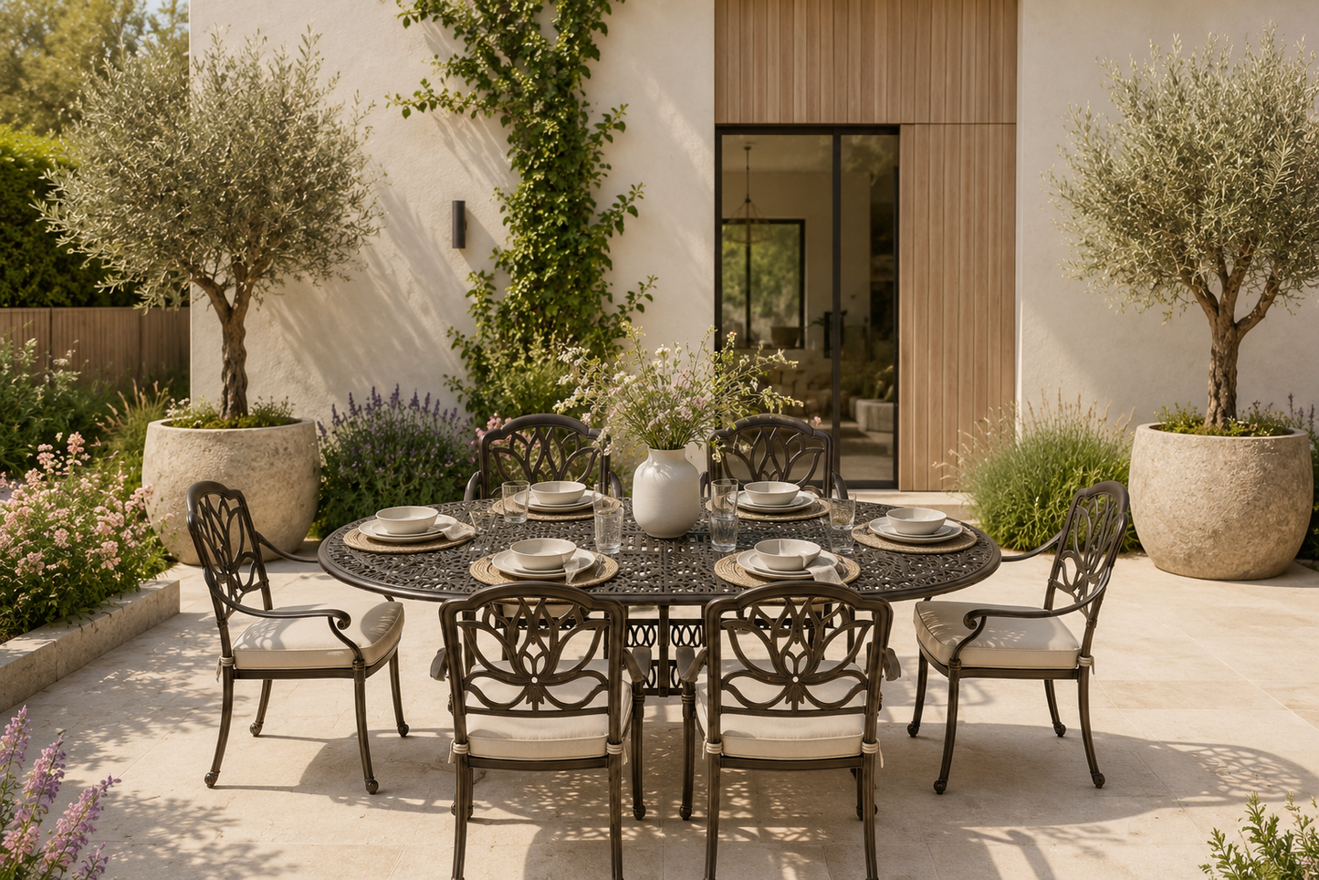 Cast Aluminium 6 Seater Oval Dining Set