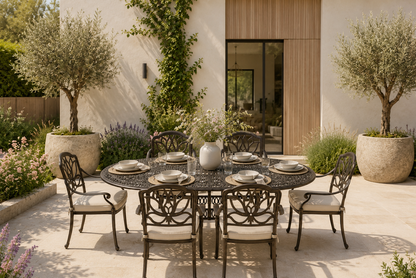 Cast Aluminium 6 Seater Oval Dining Set
