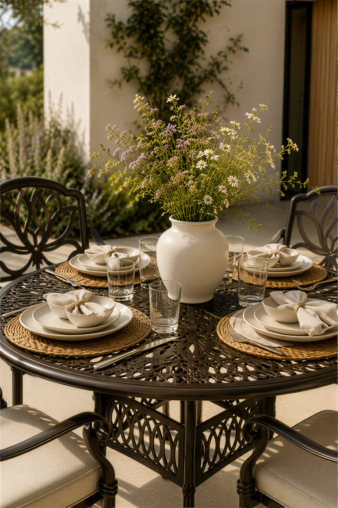 Cast Aluminium 4 Seater Round Dining Set