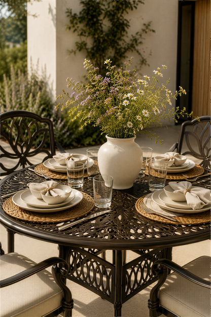 Cast Aluminium 4 Seater Round Dining Set