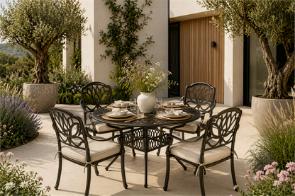 Cast Aluminium 4 Seater Round Dining Set