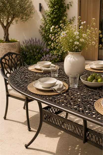 Cast Aluminium 6 Seater Oval Dining Set