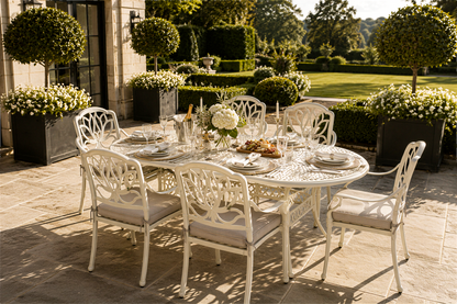 Cast Aluminium 6 Seater Oval Dining Set