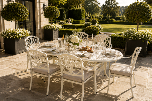 Cast Aluminium 6 Seater Oval Dining Set