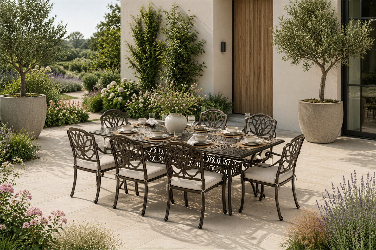 Cast Aluminium 8 Seater Rectangular Dining Set