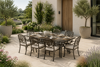 Cast Aluminium 8 Seater Rectangular Dining Set