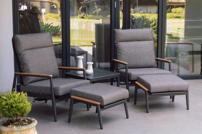 Aluminium & Teak Reclining Bistro Set