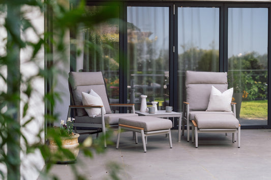 Aluminium & Teak Reclining Bistro Set