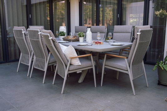 Aluminium & Teak Reclining Extending Dining Set