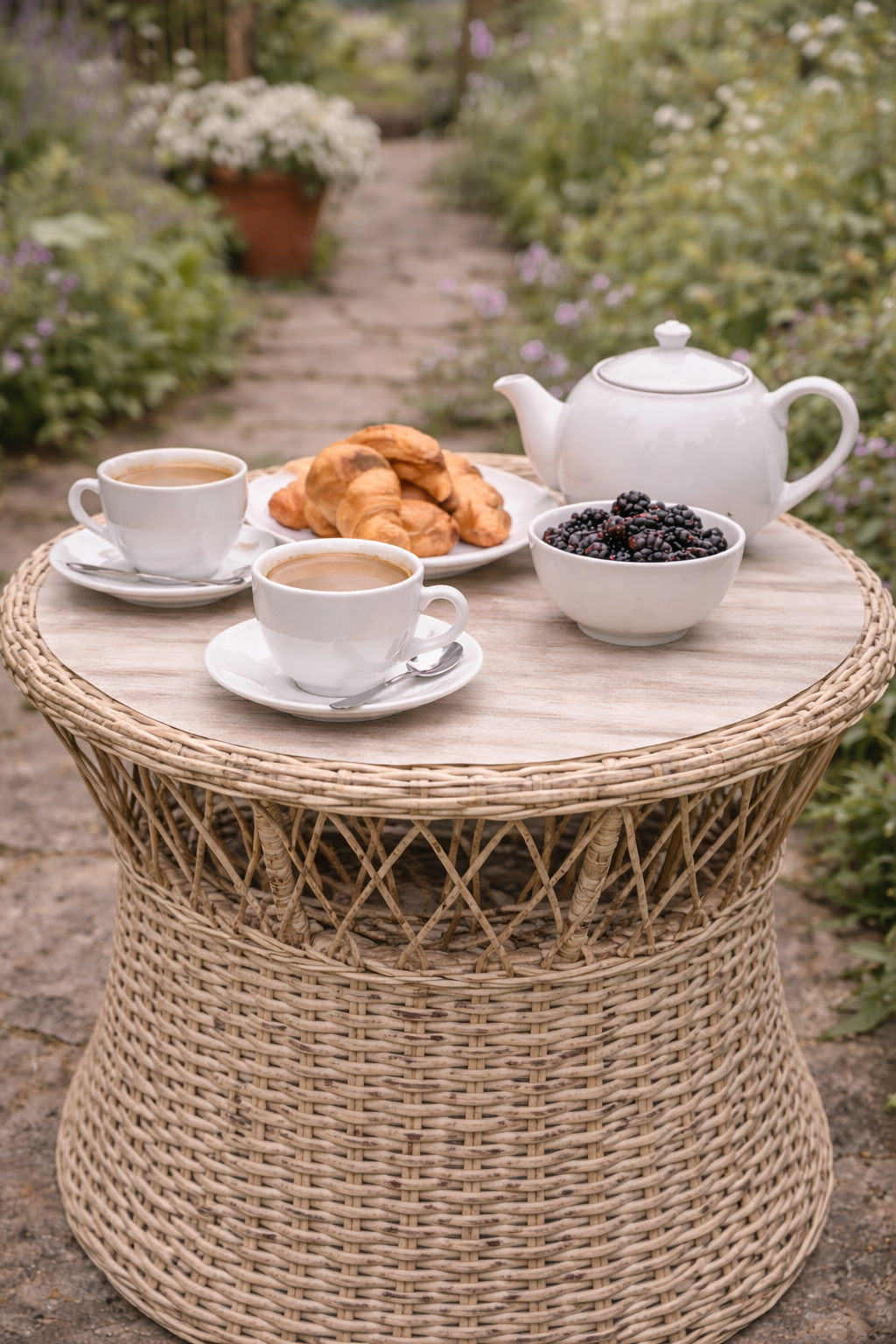 Crossed Rattan Rock & Swivel Set