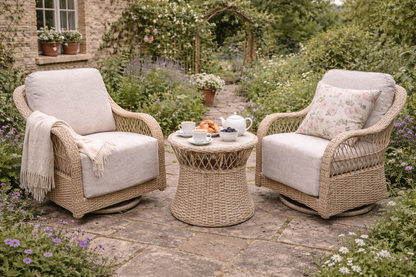 Crossed Rattan Rock & Swivel Set