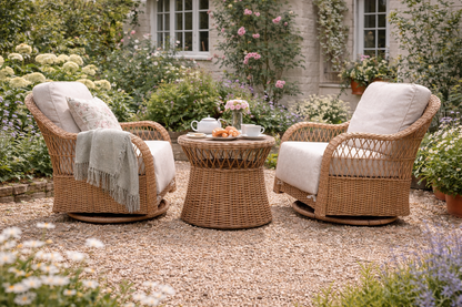 Crossed Rattan Rock & Swivel Set