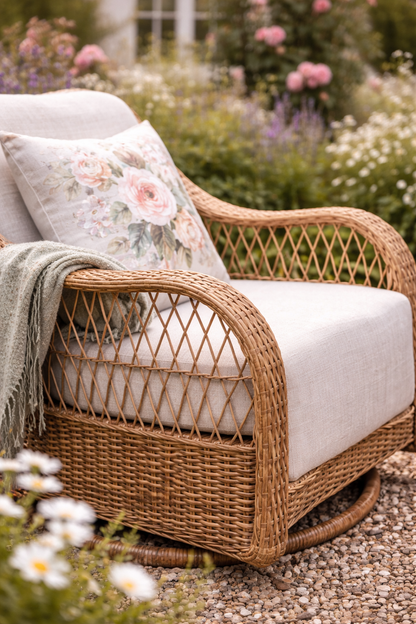 Crossed Rattan Rock & Swivel Set