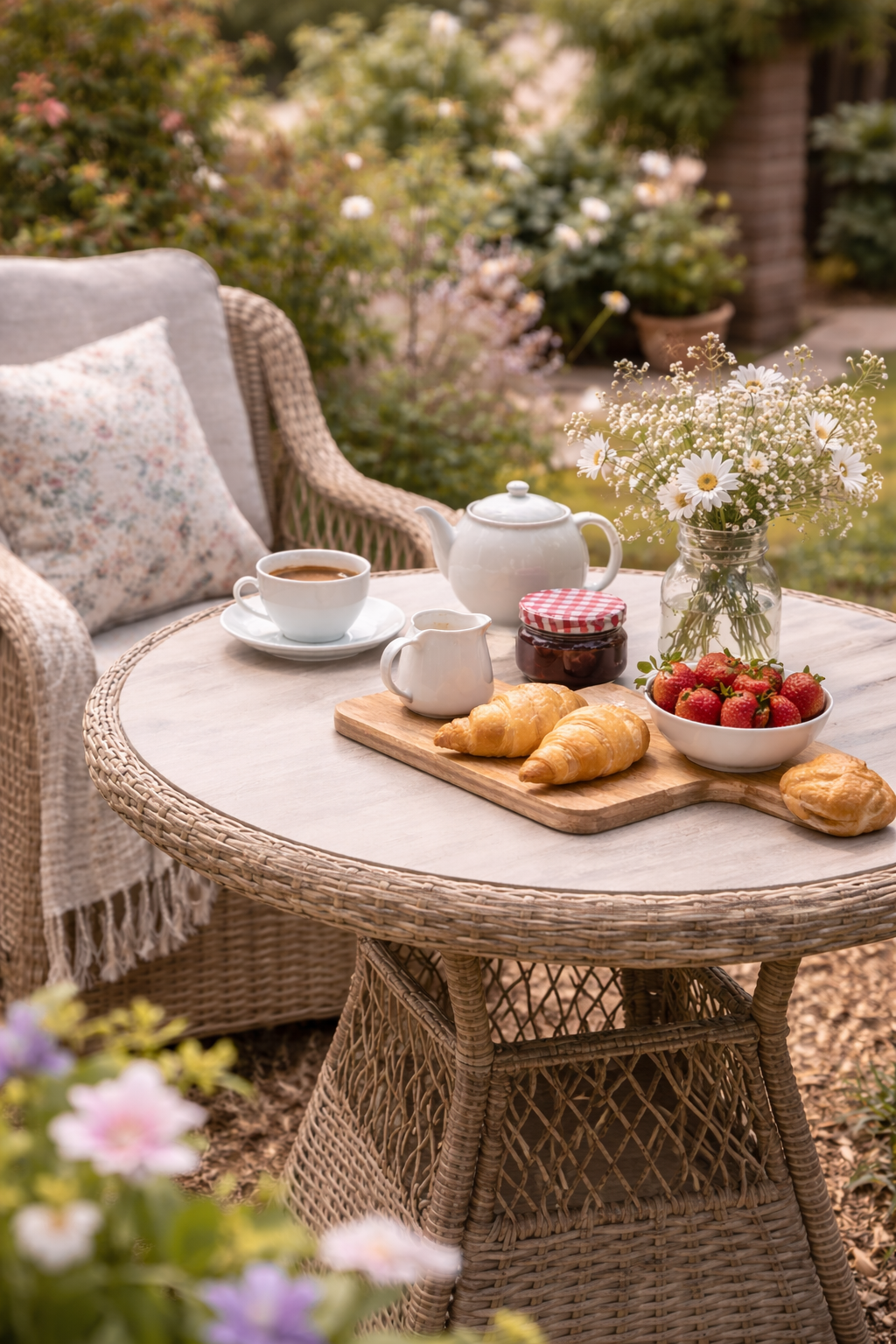 Crossed Rattan Bistro Set