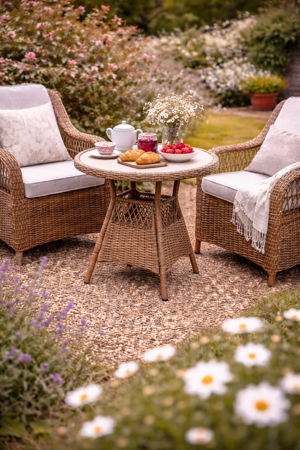 Crossed Rattan Bistro Set