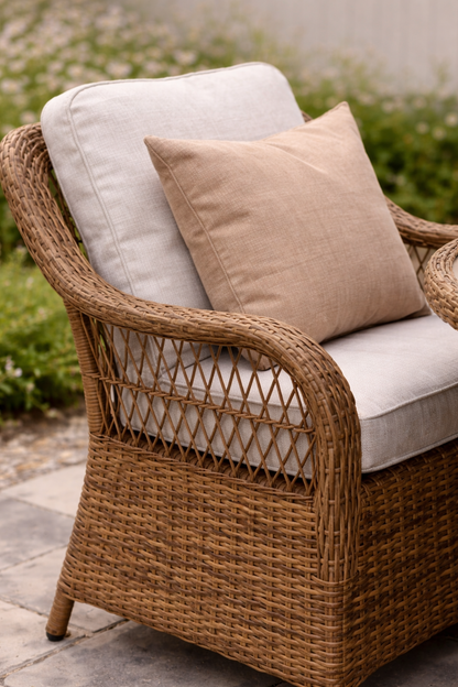 Crossed Rattan Round Dining Set