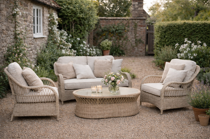 Crossed Rattan 4 Seater Lounge Set