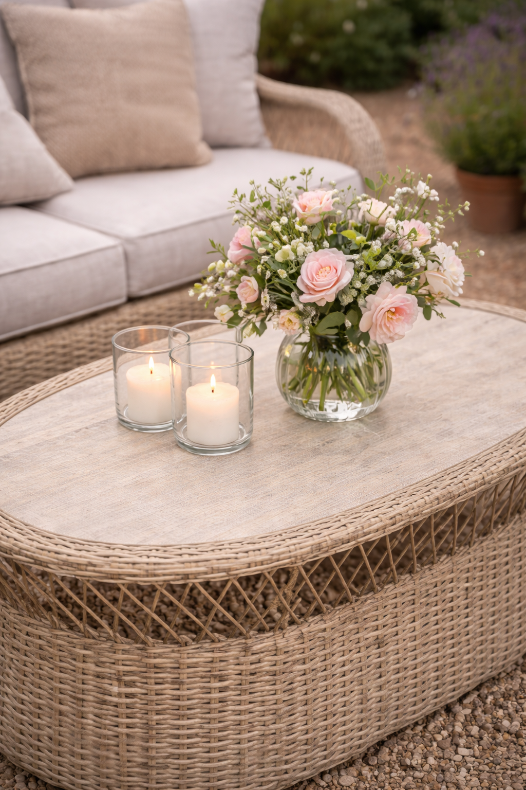Crossed Rattan 4 Seater Lounge Set