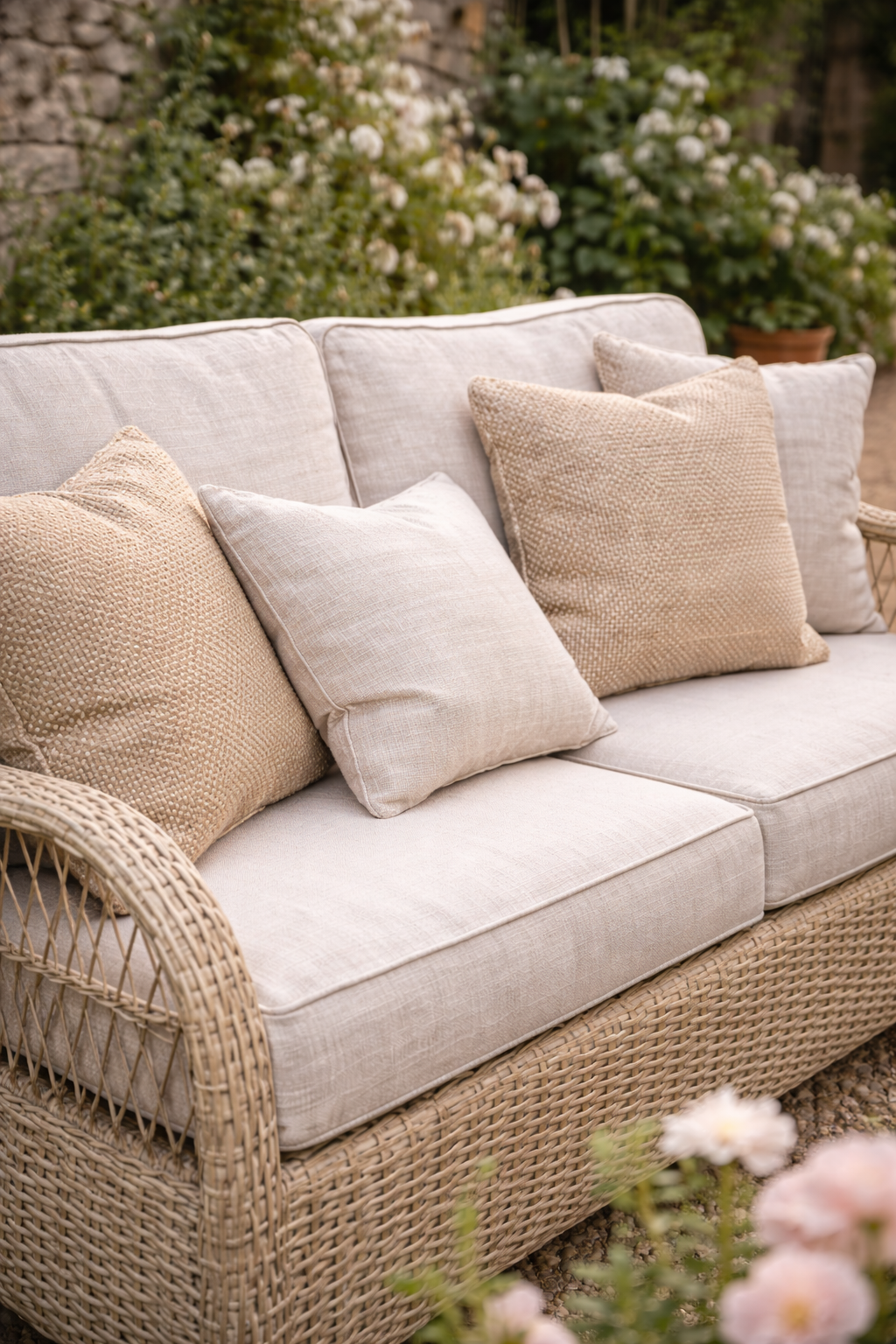 Crossed Rattan 4 Seater Lounge Set
