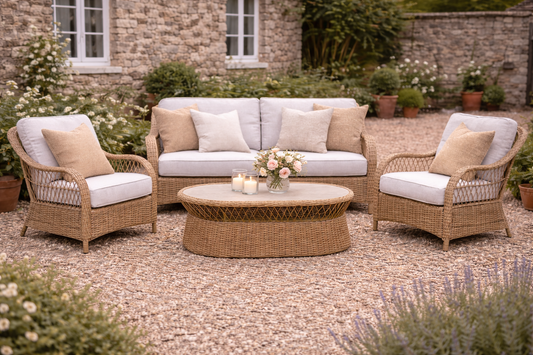 Crossed Rattan 4 Seater Lounge Set