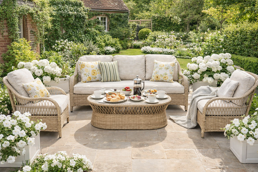 Crossed Rattan 5 Seater Lounge Set