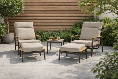 Aluminium & Teak Reclining Bistro Set