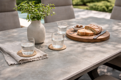 Aluminium & Teak Reclining Extending Dining Set