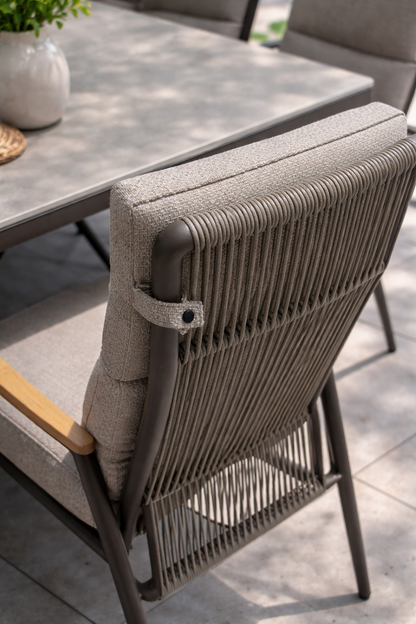 Aluminium & Teak Reclining Extending Dining Set