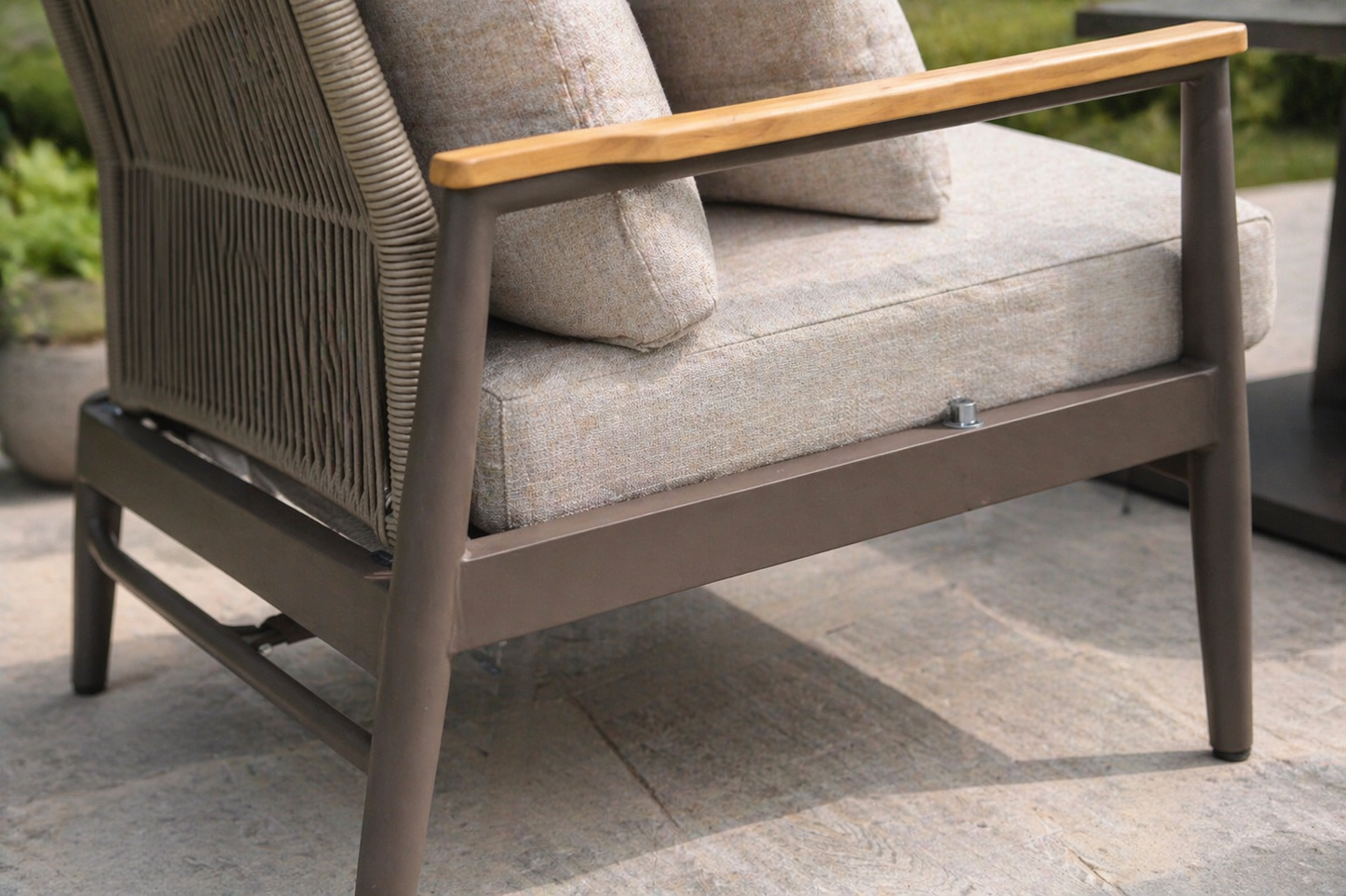 Aluminium & Teak Height Adjustable & Extending Lounge Set