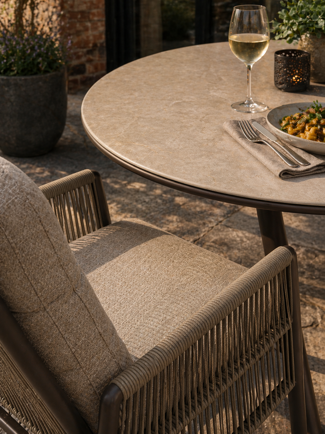Rope Wicker 4 Seater Round Set