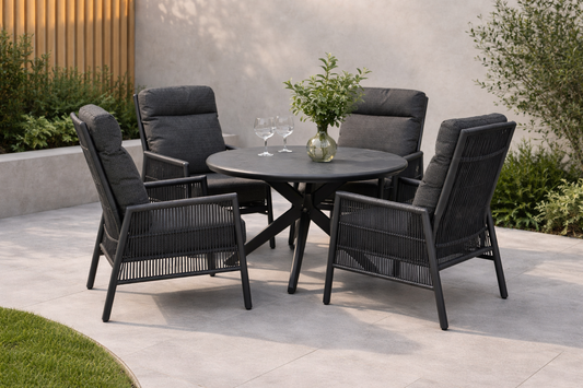 Rope Wicker 4 Seater Round Set