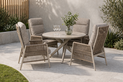Rope Wicker 4 Seater Round Set