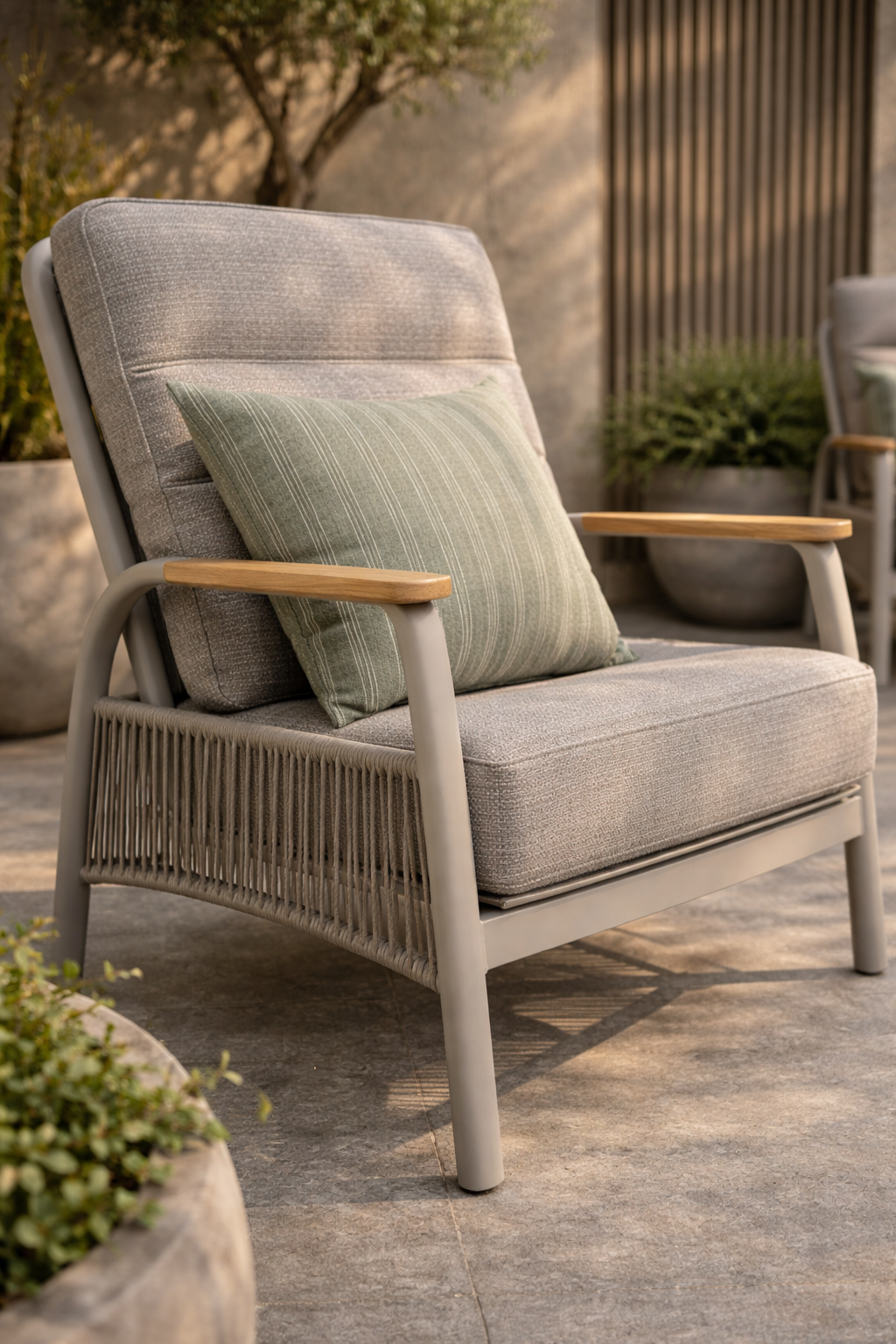 Aluminium & Teak 5 Seater Lounge Set