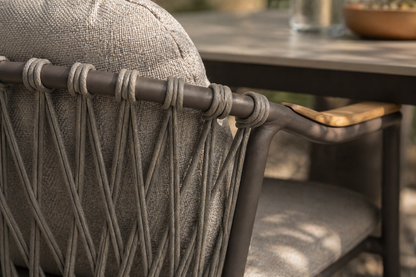 Curved Aluminium & Teak Round Dining Set