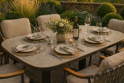 Curved Aluminium & Teak Lounge Dining Set