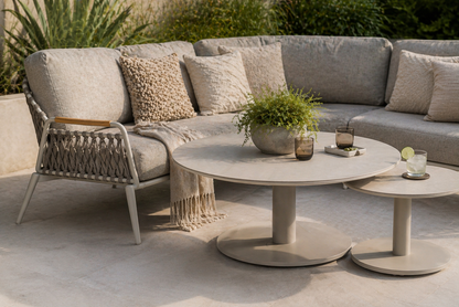 Curved Aluminium & Teak Round Lounge Set