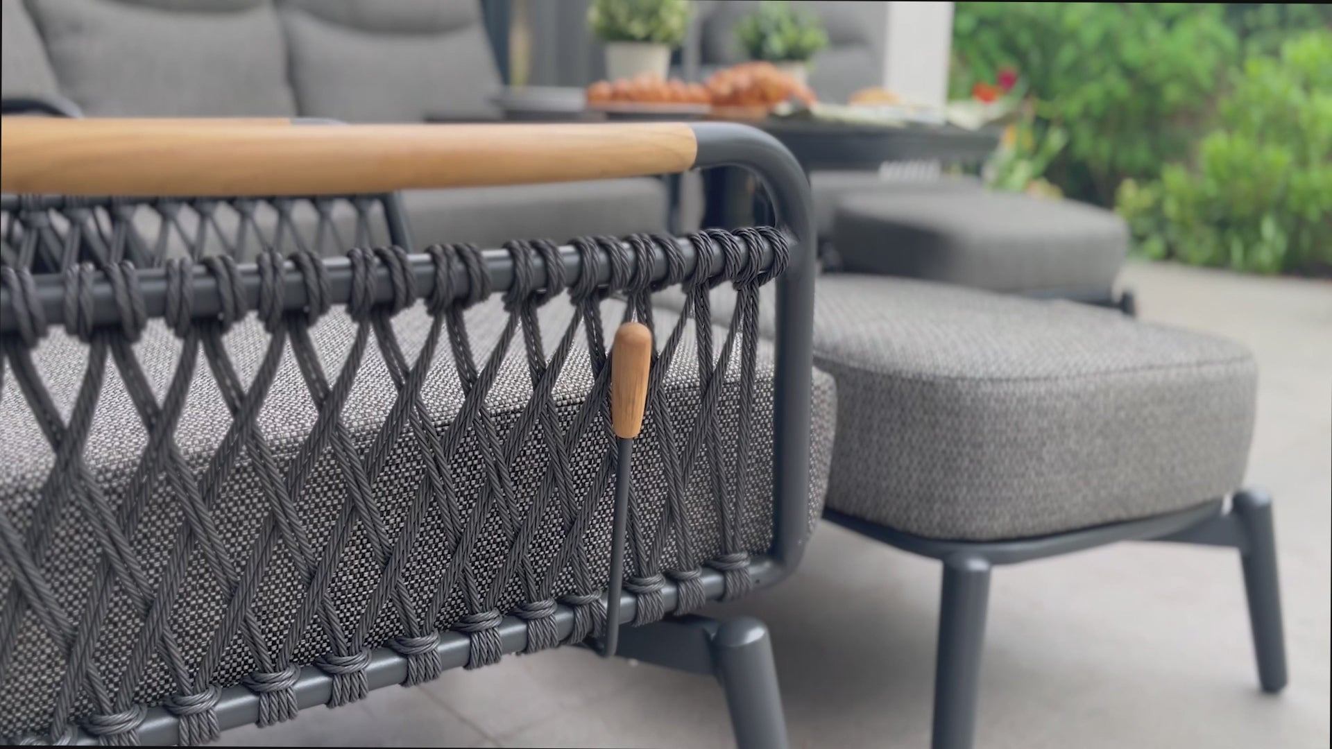 Load video: Final Video - 5pc Rattan Round Dining Set - Grey