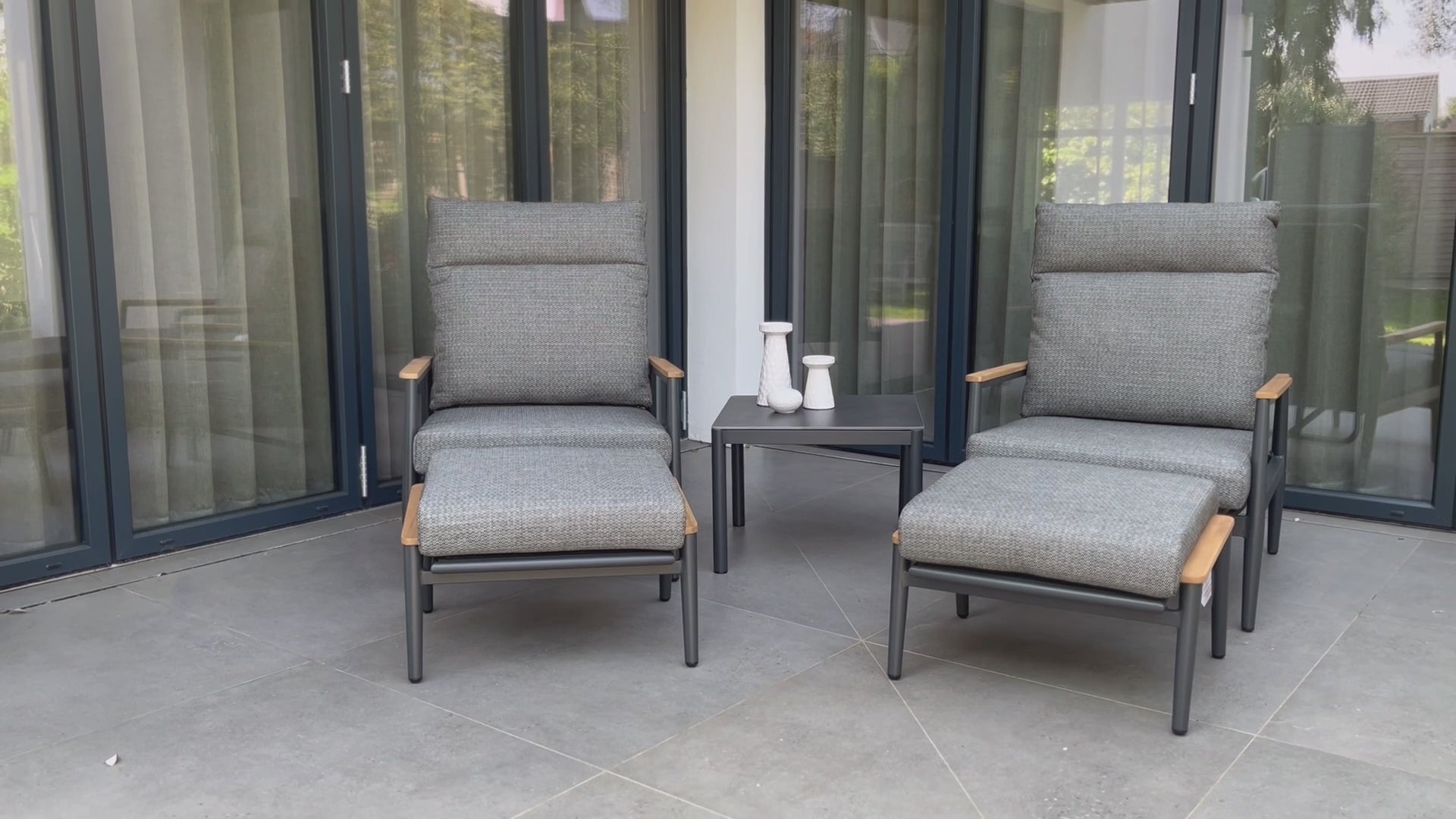 Load video: Final Video - 5pc Rattan Round Dining Set - Grey