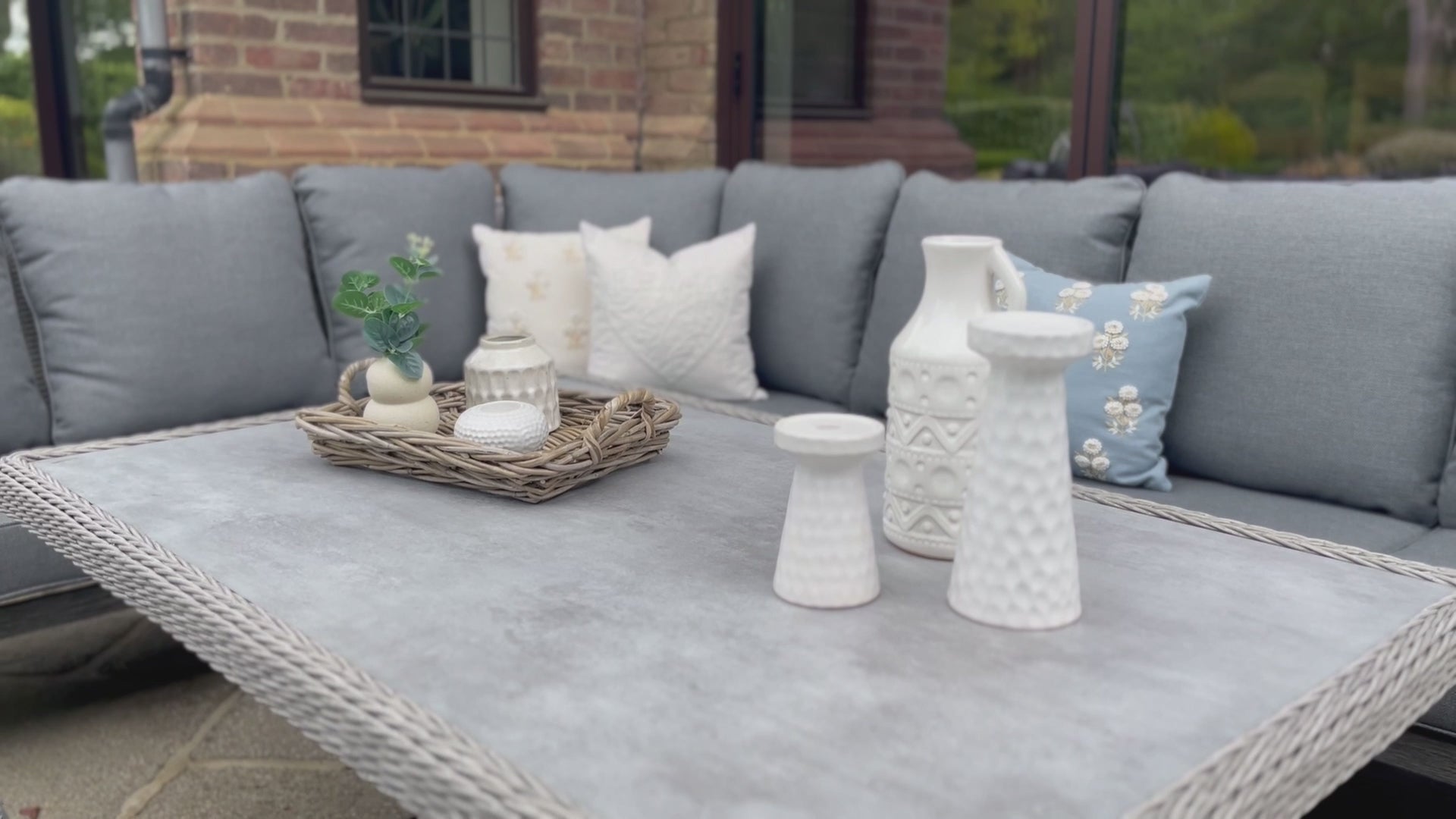 Load video: Final Video - 5pc Rattan Round Dining Set - Grey