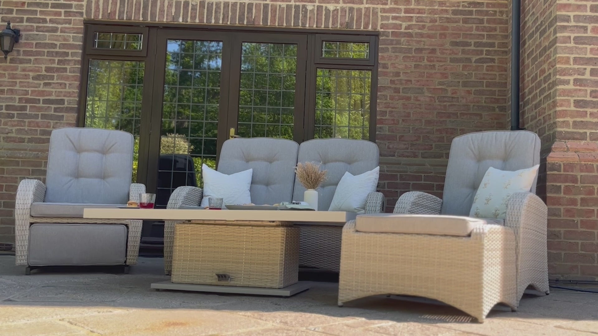 Load video: Final Video - 5pc Rattan Round Dining Set - Grey