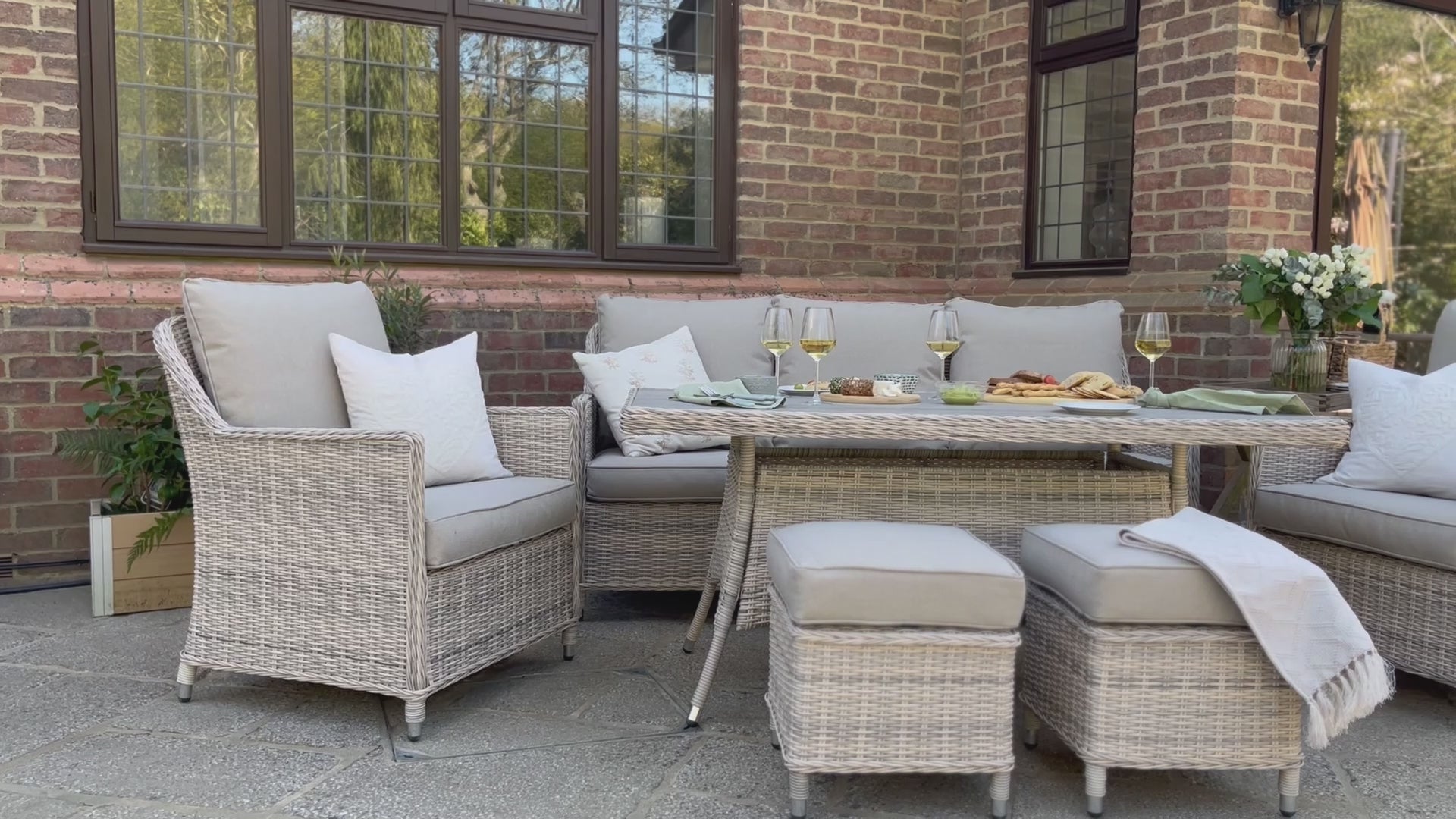 Load video: Final Video - 5pc Rattan Round Dining Set - Grey