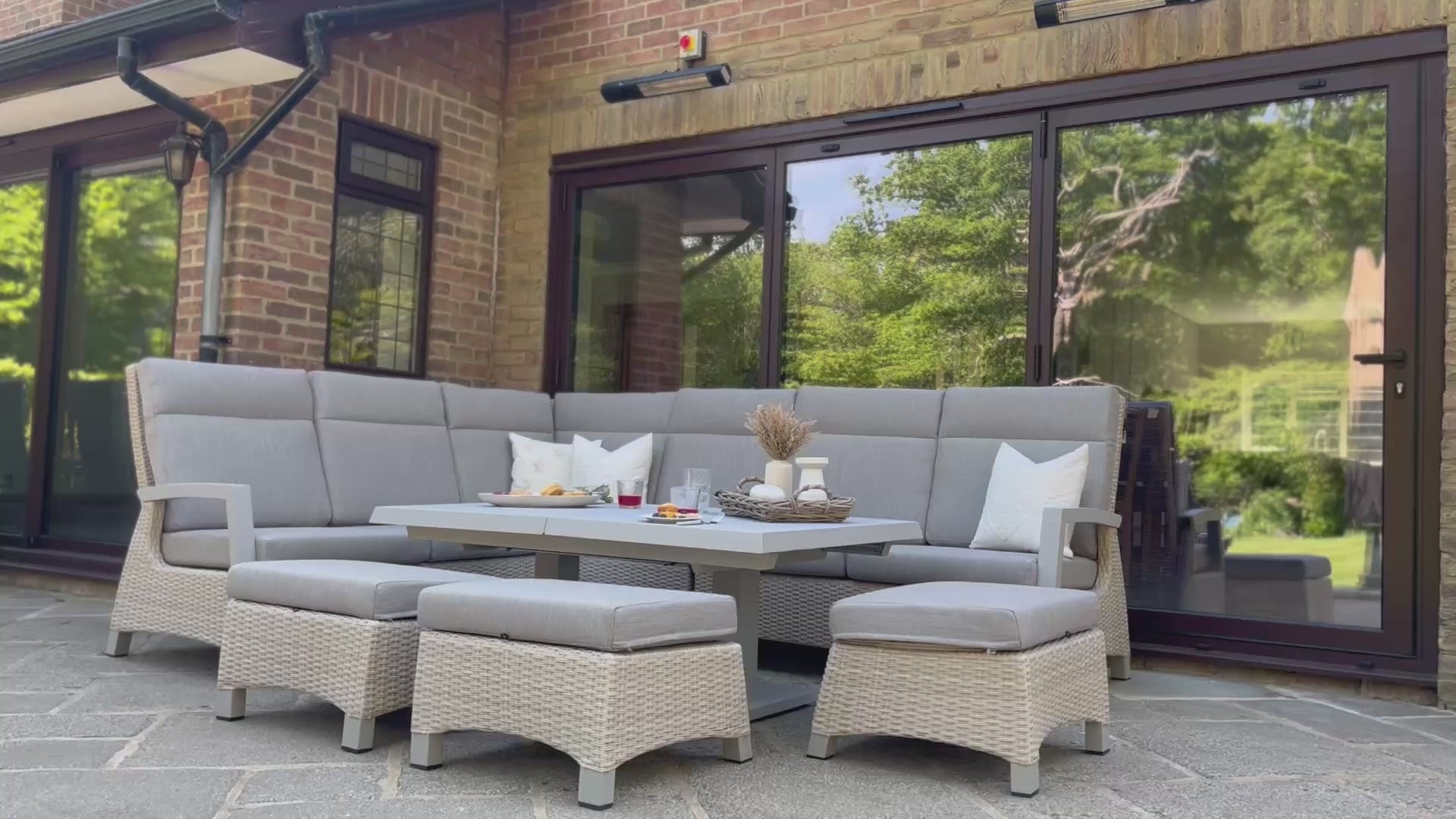Load video: Final Video - 5pc Rattan Round Dining Set - Grey