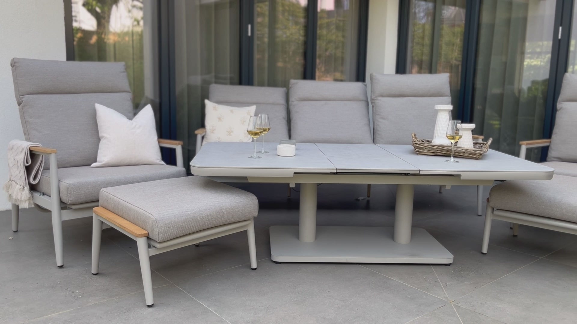 Load video: Final Video - 5pc Rattan Round Dining Set - Grey